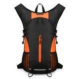 Black and Orange Patchwork Style Lightweight Outdoor Cycling Backpack - Durable and Water-Resistant Oxford Fabric, Large Capacity Sports Hiking Bag,