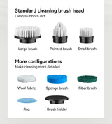 Black and white 9-in-1 Cordless Electric Cleaning Brush with Rechargeable Battery and Extendable Handle, Multi-Function Scrubber for Kitchen, Bathroom, and Home Cleaning - 45-Degree Angle