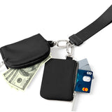 Black And Grey Portable Ladies Wrist Bag - Mini Wallet for Cards, Coins, and Keys, Lightweight and Stylish Organizer, Perfect for Daily Use - 45-Degree Angle
