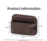 Brown PU Leather Car Storage Organizer with Dual Charging Holes and Inner Mesh Pocket, Multi-functional Door Handle Hanging Bag for Phones and Accessories, Lightweight and Durable - 45-Degree Angle