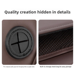 Beige PU Leather Car Storage Organizer with Dual Charging Holes and Inner Mesh Pocket, Multi-functional Door Handle Hanging Bag for Phones and Accessories, Lightweight and Durable