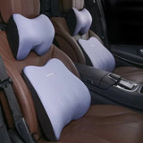 Cloud Grey Memory Foam Car Seat Neck and Lumbar Support Set - Ergonomic Cushion for Office, Home, and Driving - Front View