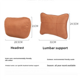 Off-White Luxury Eco-Friendly Suede Car Headrest and Lumbar Cushion Set - Ergonomic Support, All-Season Comfort, Adjustable Straps, and Durable Design for Cars, Office, and Home Use - Side View