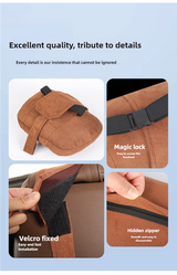 Off-White Luxury Eco-Friendly Suede Car Headrest and Lumbar Cushion Set - Ergonomic Support, All-Season Comfort, Adjustable Straps, and Durable Design for Cars, Office, and Home Use - Rear View
