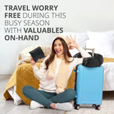 Grey Suede Portable Refillable Travel Neck Pillow with Storage Bag -Lightweight and Compact for Airplane, Car, and Train - Multi-Purpose Travel Organizer - Side View