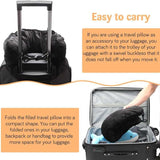 Grey Suede Portable Refillable Travel Neck Pillow with Storage Bag -Lightweight and Compact for Airplane, Car, and Train - Multi-Purpose Travel Organizer - 45-Degree Angle