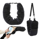 Grey Suede Portable Refillable Travel Neck Pillow with Storage Bag -Lightweight and Compact for Airplane, Car, and Train - Multi-Purpose Travel Organizer - Rear View