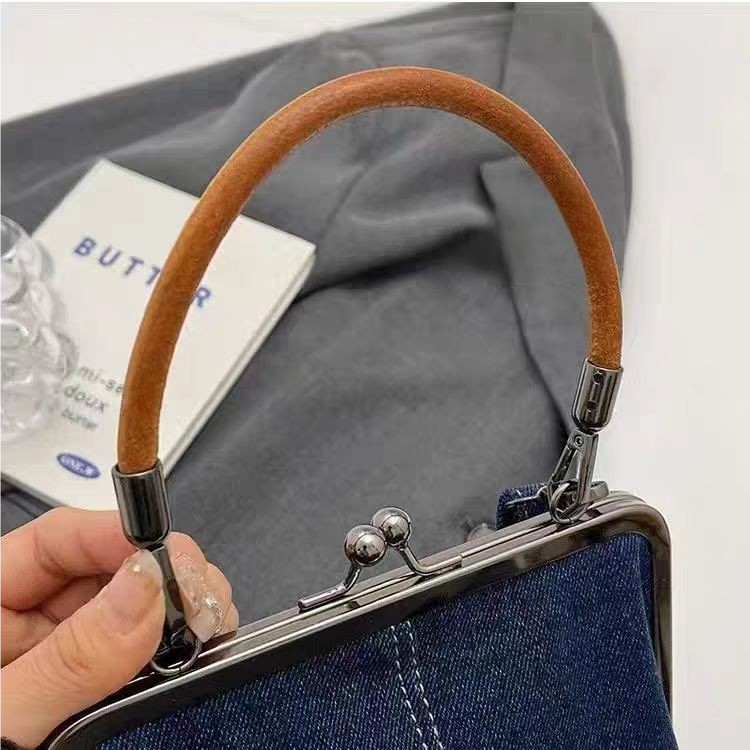 Dark Blue Handmade Denim Patchwork Small Crossbody Bag - Women's Shoulder & Handbag with Vintage Style