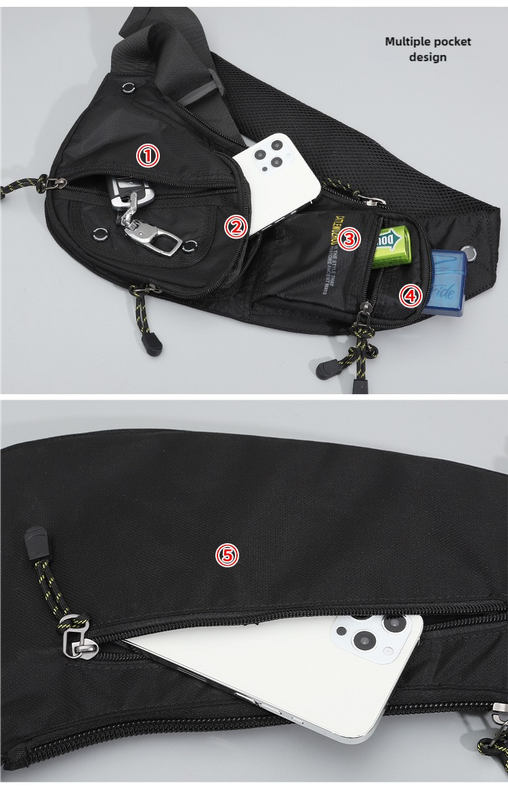 Black And Green Men's Vintage Chest Bag - Multi-functional Waterproof Crossbody Sling Bag for Outdoor Sports