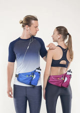 Blue Hydration Running Waist Pack - Waterproof Lightweight Sports Belt with Bottle Holder(Water bottles are filming props, not included)