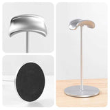 Silver Universal Aluminum Headphone Stand - Durable Detachable Desktop Headset Holder - Top-Down View
