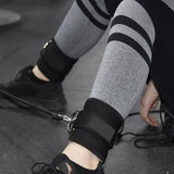 Black Set (2 Ankle Straps + 3 elastic ropes + 1 mesh bag) Adjustable Ankle Straps for Leg and Glute Training - EVA Padded Gym Foot Straps