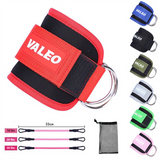 Pink Set (2 Ankle Straps + 3 elastic ropes + 1 mesh bag) Adjustable Ankle Straps for Leg and Glute Training - EVA Padded Gym Foot Straps - Front View