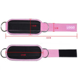 Pink Set (2 Ankle Straps + 3 elastic ropes + 1 mesh bag) Adjustable Ankle Straps for Leg and Glute Training - EVA Padded Gym Foot Straps - Side View