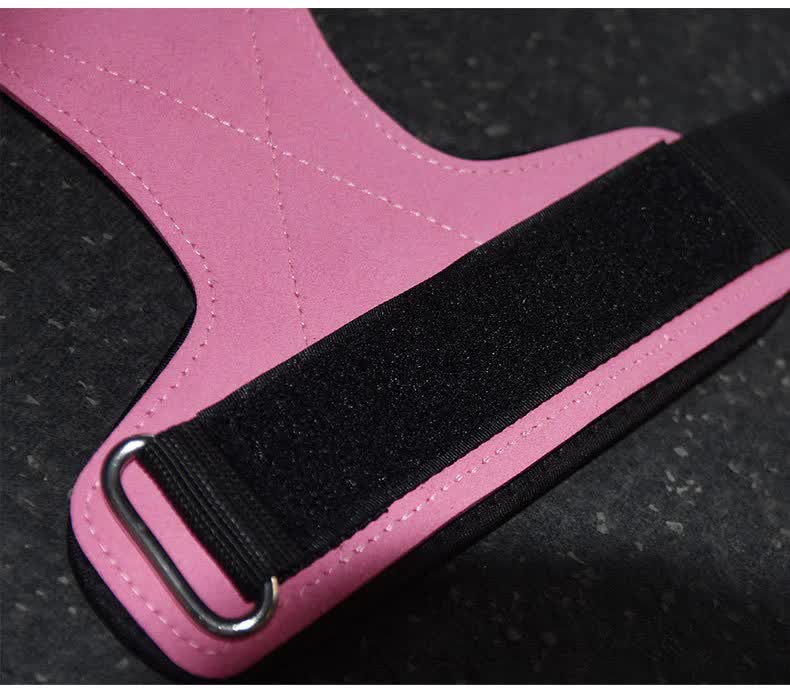 1 Pair Pink Durable Gym Palm Guard with Ultra-fiber Leather for Heavy Lifting ??Wrist Support Straps for Pull-ups and Deadlifts