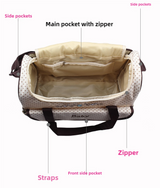 Large Coffee Fashionable Large-Capacity Cartoon Bear Shoulder Crossbody Mommy Bag - Stylish and Functional Diaper Bag - 45-Degree Angle