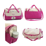 Large Pink Fashionable Large-Capacity Cartoon Bear Shoulder Crossbody Mommy Bag - Stylish and Functional Diaper Bag - Front View