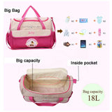 Pink 5-Piece Mommy Bag Set - Large Capacity Diaper Bags for Baby Travel, Tote and Shoulder Bags with Insulated Bottle Holder and Snack Bag - 45-Degree Angle