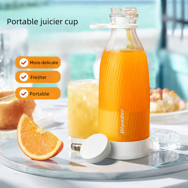 White Portable Rechargeable Blender Bottle, 500ml, USB Charging, 1200mAh, with 304 Stainless Steel Blade ??For Smoothies and Juices On-The-Go