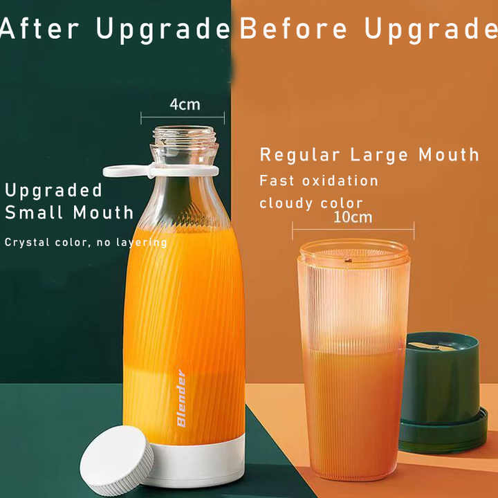 White Portable Rechargeable Blender Bottle, 500ml, USB Charging, 1200mAh, with 304 Stainless Steel Blade ??For Smoothies and Juices On-The-Go