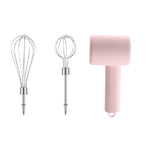 Pink Portable Electric Egg Beater with 3-Speed Adjustment, Dual Whisks, and Type-C Charging