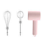 Pink Portable Electric Egg Beater with 3-Speed Adjustment, Dual Whisks, and Type-C Charging - Front View