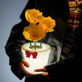 Yellow Flowers Silicone Touch Flower Aromatherapy Night Light Pot - Romantic Home Decor for Kids and Adults - Top-Down View
