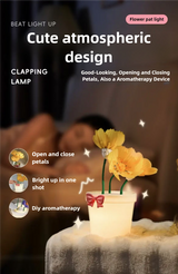 Yellow Flowers Silicone Touch Flower Aromatherapy Night Light Pot - Romantic Home Decor for Kids and Adults - 45-Degree Angle