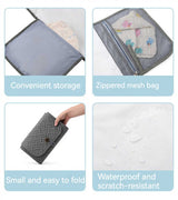 Black Portable Baby Changing Mat - Waterproof, Foldable, Compact Diaper Pad for Travel & Everyday Use - Rear View