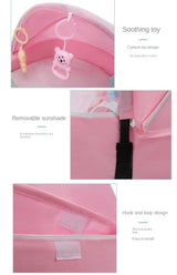 Pink Portable Multi-Purpose Baby Bed and Diaper Backpack - Lightweight, Waterproof, Canvas + Polyester Material, Travel Essential for Moms(With mosquito net and small toys) - Extra Image