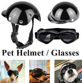 Size L Black Pet Helmet & Goggles Set - Adjustable Safety Gear for Dogs, UV Protection, Durable ABS Material, Stylish Outdoor Accessory - Side View