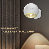2 Pcs Grey Rechargeable Magnetic USB Table Lamp & Wall Light - 3000K/4000K/6000K Adjustable Brightness with Anti-Glare Design - Side View