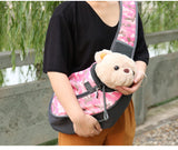 Size S Blue Dog Pattern Lightweight Single Shoulder Pet Sling Bag -  Stylish Durable Oxford Fabric Carrier - Front View