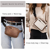 White And Brown Color Matching Adjustable Waterproof PU Leather Waist Bag - Stylish Crossbody Belt Bag for Men & Women - Front View
