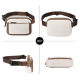 Coffee Adjustable Waterproof PU Leather Waist Bag - Stylish Crossbody Belt Bag for Men & Women - Side View