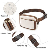 White And Black Color Matching Adjustable Waterproof PU Leather Waist Bag - Stylish Crossbody Belt Bag for Men & Women - 45-Degree Angle