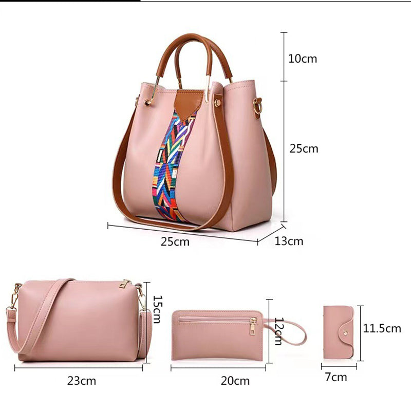 Black Elegant 4-Piece Women's Handbag Set - Stylish PU Leather Tote, Shoulder Bag, Clutch, and Wallet for Every Occasion