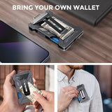 1 Pcs Blue Premium RFID Blocking Aluminum Alloy ID Badge Holder with Transparent Card Slot & Money Clip - Top-Down View