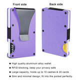 2 Pcs Purple Aluminum Alloy RFID Blocking Wallet - Compact, Lightweight Credit Card Holder and Money Clip - Side View