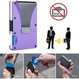 2 Pcs Purple Aluminum Alloy RFID Blocking Wallet - Compact, Lightweight Credit Card Holder and Money Clip - Top-Down View