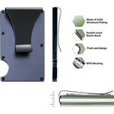 2 Pcs Purple Aluminum Alloy RFID Blocking Wallet - Compact, Lightweight Credit Card Holder and Money Clip - 45-Degree Angle