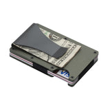 2 Pcs Dark Green Aluminum Alloy RFID Blocking Wallet - Compact, Lightweight Credit Card Holder and Money Clip - Front View