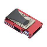 2 Pcs Red Aluminum Alloy RFID Blocking Wallet - Compact, Lightweight Credit Card Holder and Money Clip - Front View