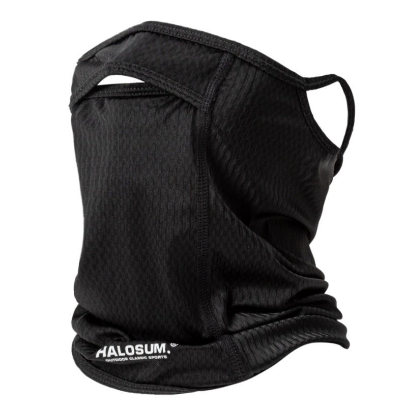 2 Pcs Black UV Protection Breathable Cycling Face Mask with Ear Hooks ??Summer Ice Silk Neck Gaiter for Men and Women
