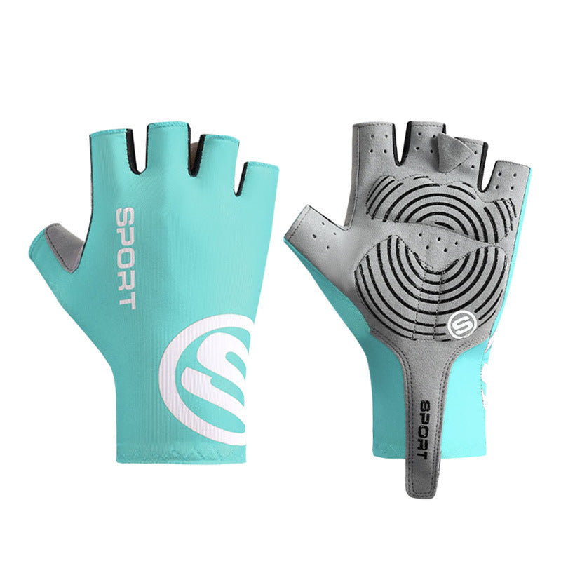 Size M Blue Breathable Half-Finger Cycling Gloves - Anti-Slip, Shockproof, and Durable for Men & Women