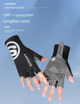 Size M Blue Breathable Half-Finger Cycling Gloves - Anti-Slip, Shockproof, and Durable for Men & Women - Side View