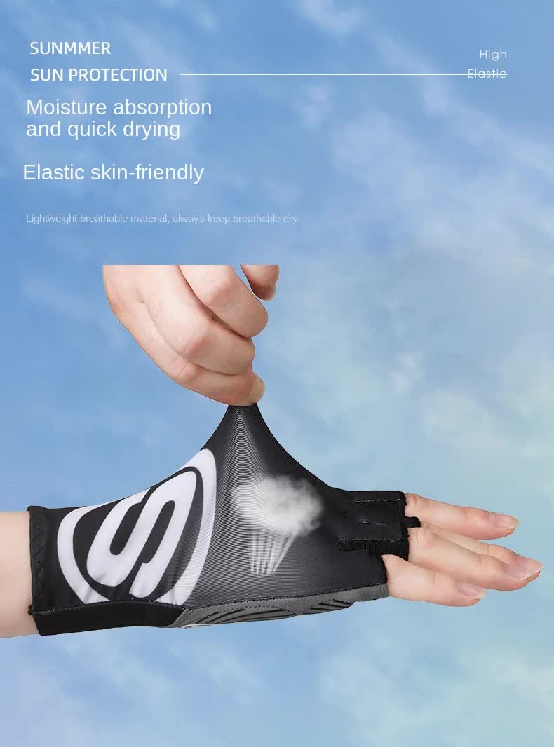 Size M Blue Breathable Half-Finger Cycling Gloves - Anti-Slip, Shockproof, and Durable for Men & Women