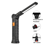 2 Pcs Brown 360° Rotating COB LED Magnetic Work Light - Multi-Mode Rechargeable Flashlight for Automotive Repair & Emergency Lighting - Front View