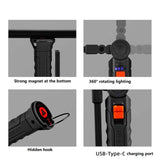 2 Pcs Brown 360° Rotating COB LED Magnetic Work Light - Multi-Mode Rechargeable Flashlight for Automotive Repair & Emergency Lighting - Top-Down View