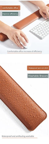 Orange And Grey (Keyboard Wrist Guard + Mouse Wrist Guard) Premium Dual-Sided PU Leather Keyboard Wrist Rest and Mouse Pad Set - Ergonomic Support for Comfortable Typing and Mouse Use - Side View